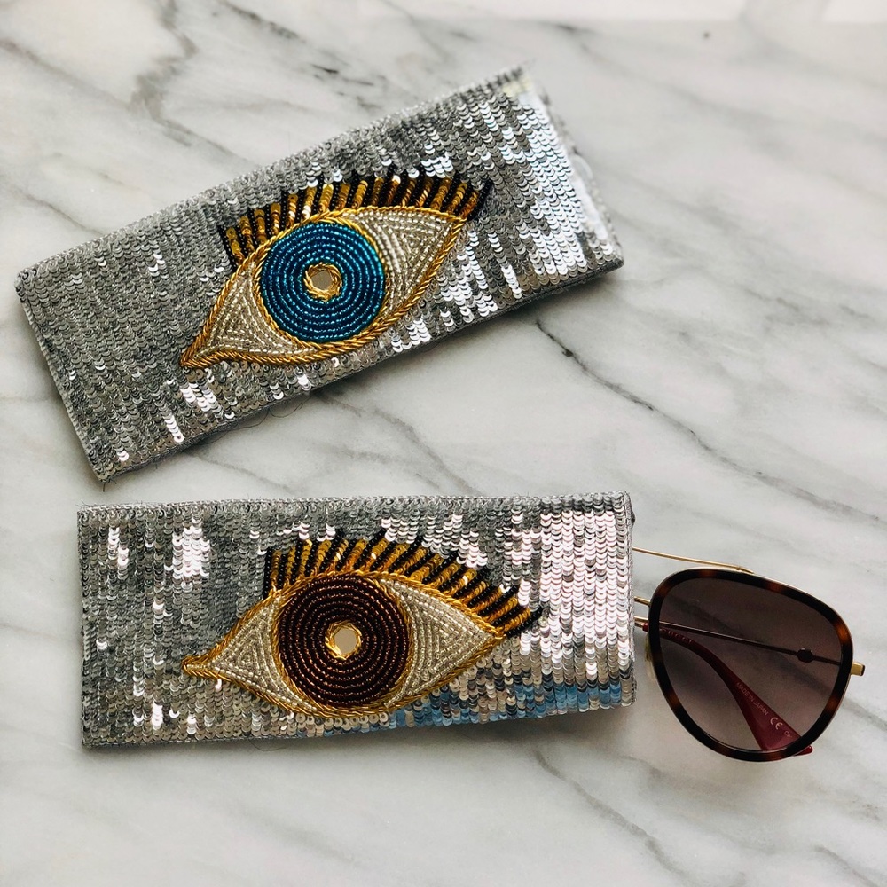 Sequined glasses case
